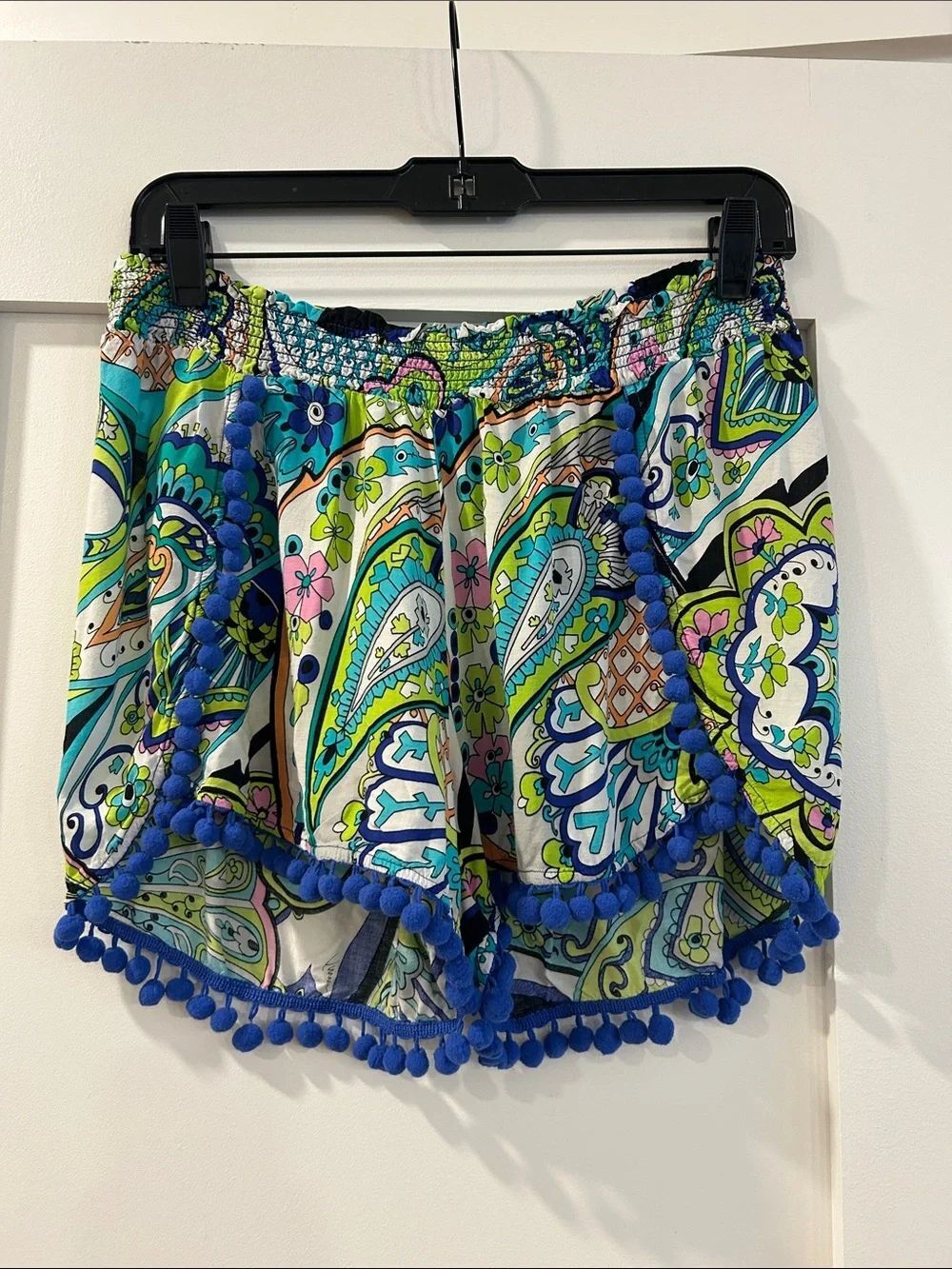 TrinaโTurk Multicolor Paisley Pom-Pom Shorts/Cover Up Shorts, Large